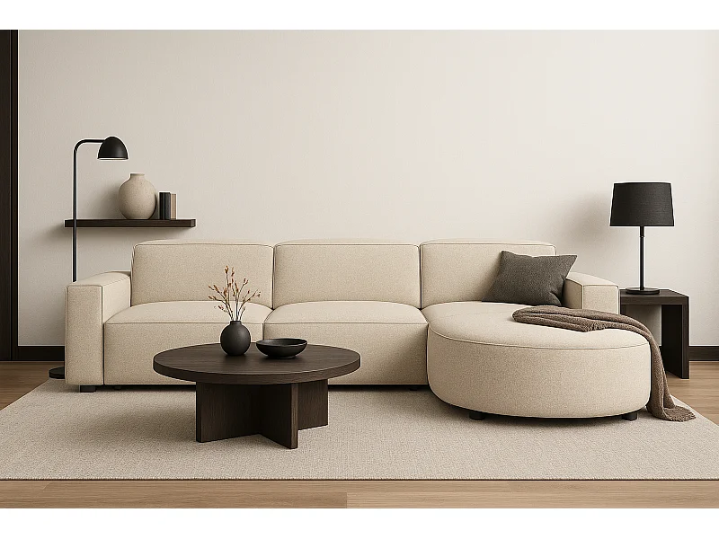 Canapé d’angle modulaire Cursal B droit – 282 × 166 cm,crème  Raven 24, design moderne