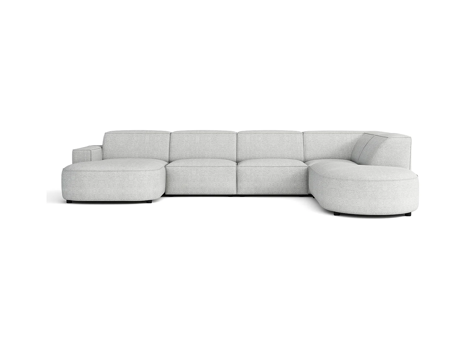 Canapé d’angle modulable CURSAL H – angle gauche,  Raven 6 gris clair, 364×166/284×70 cm