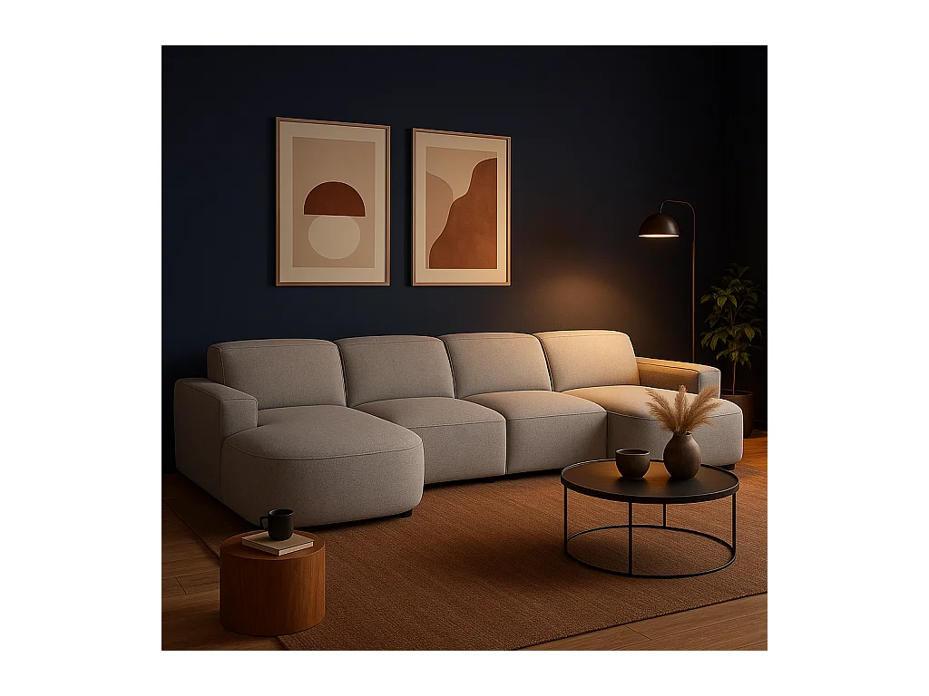 Canapé d’angle modulaire Cursal E – 364 x 166 cm,gris Raven 7 , design moderne