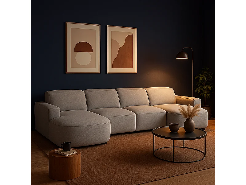 Canapé d’angle modulaire Cursal E – 364 x 166 cm,gris Raven 7 , design moderne