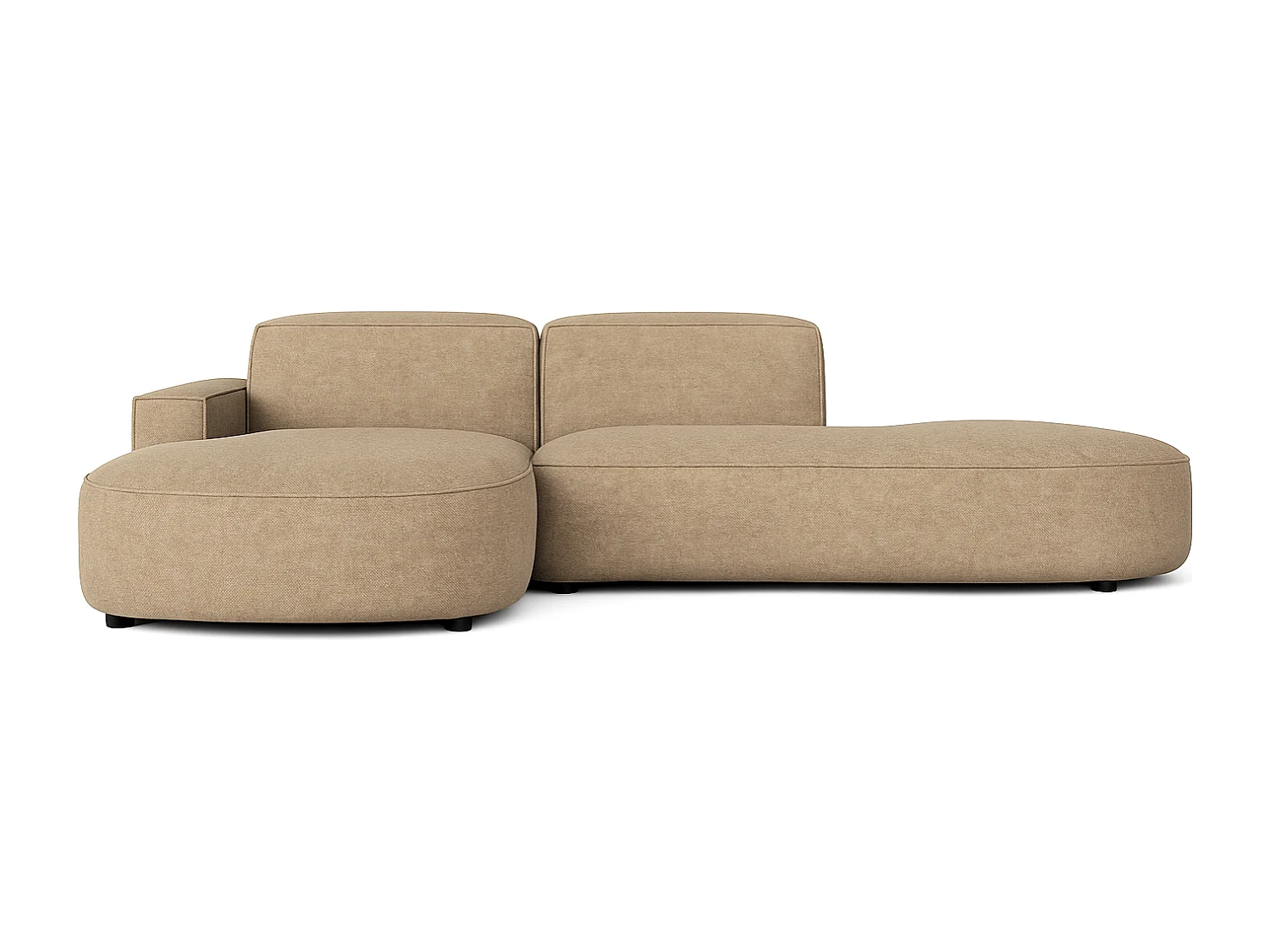 Canapé d’angle modulable  CURSAL G – angle gauche, 284×166×70 cm, marron clair Raven 34 méridiennes arrondies, autoportant