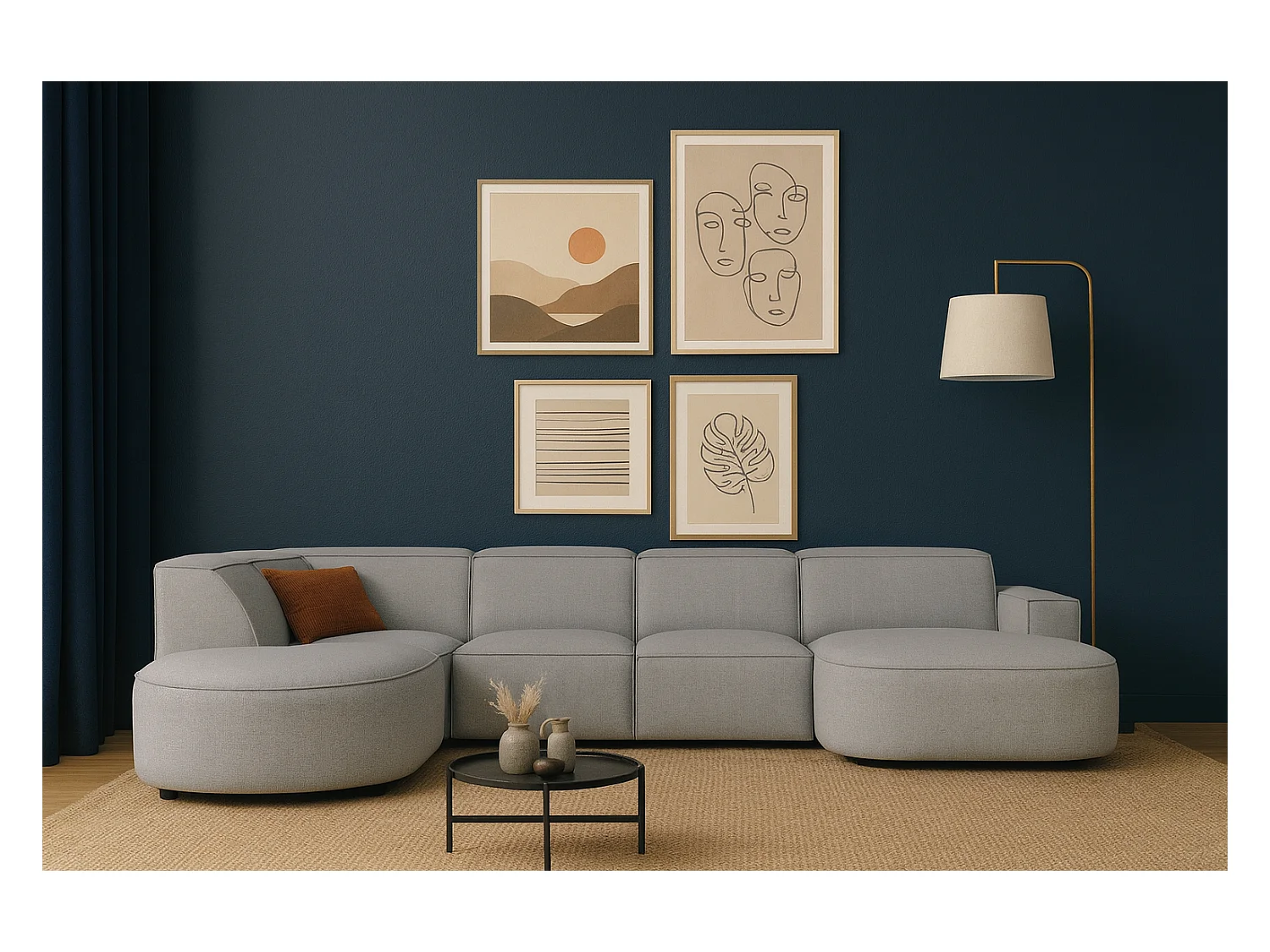 Canapé d’angle modulable CURSAL H – angle droit,  Raven 7 gris , 364×166/284×70 cm