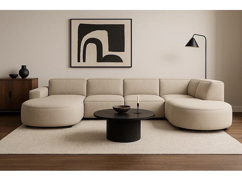 Modulaire hoekbank CURSAL H – links,  crème Raven 24, 364×166/284×70 cm