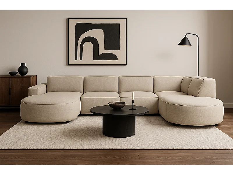 Canapé d’angle modulable CURSAL H – angle gauche, Raven 24  crème, 364×166/284×70 cm