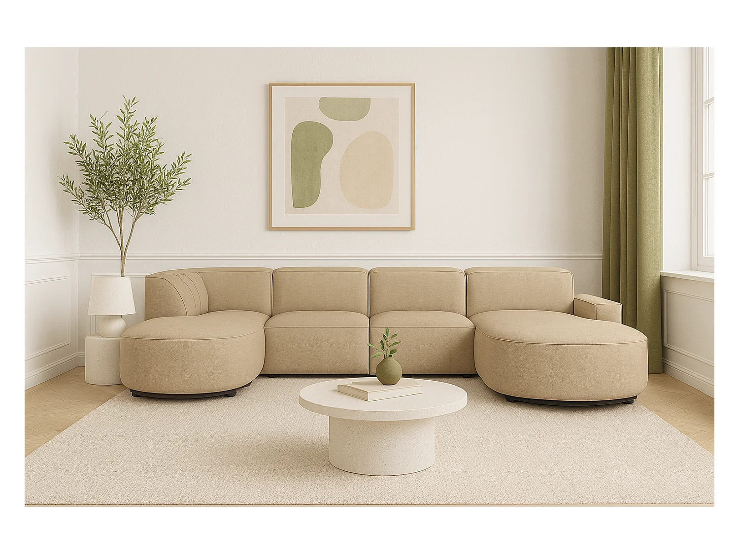 Canapé d’angle modulable CURSAL H – angle droit, marron clair Raven 34 , 364×166/284×70 cm