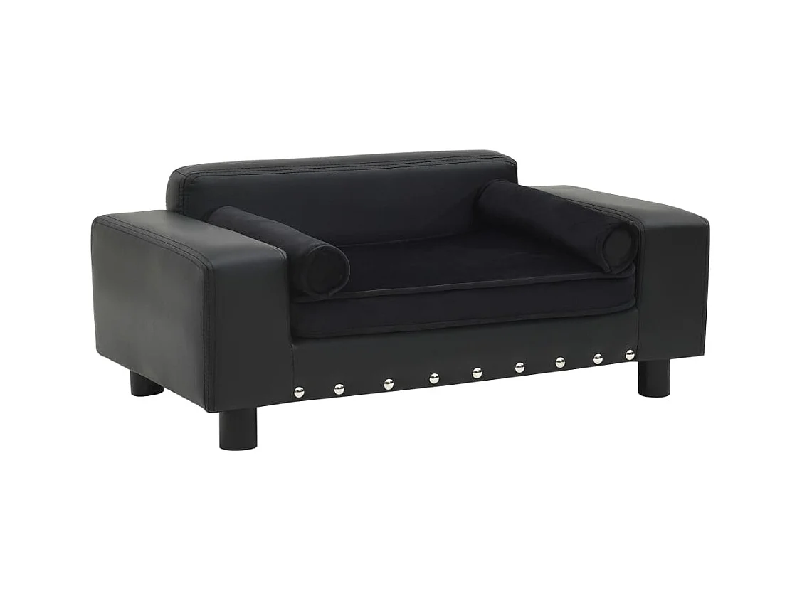 Abram  Canapé pour cen Noir 81x43x31 cm Peluche et similicuir