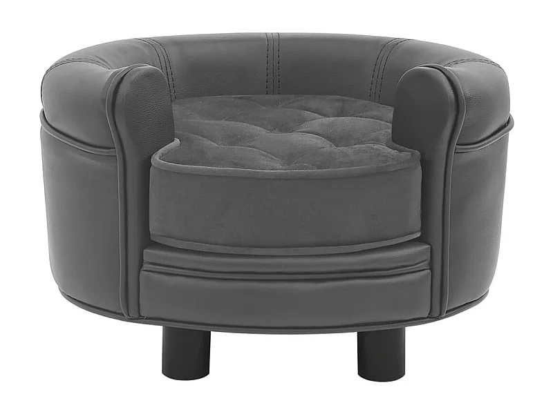 Almir  Canapé pour cen Gris 48x48x32 cm Peluche et similicuir