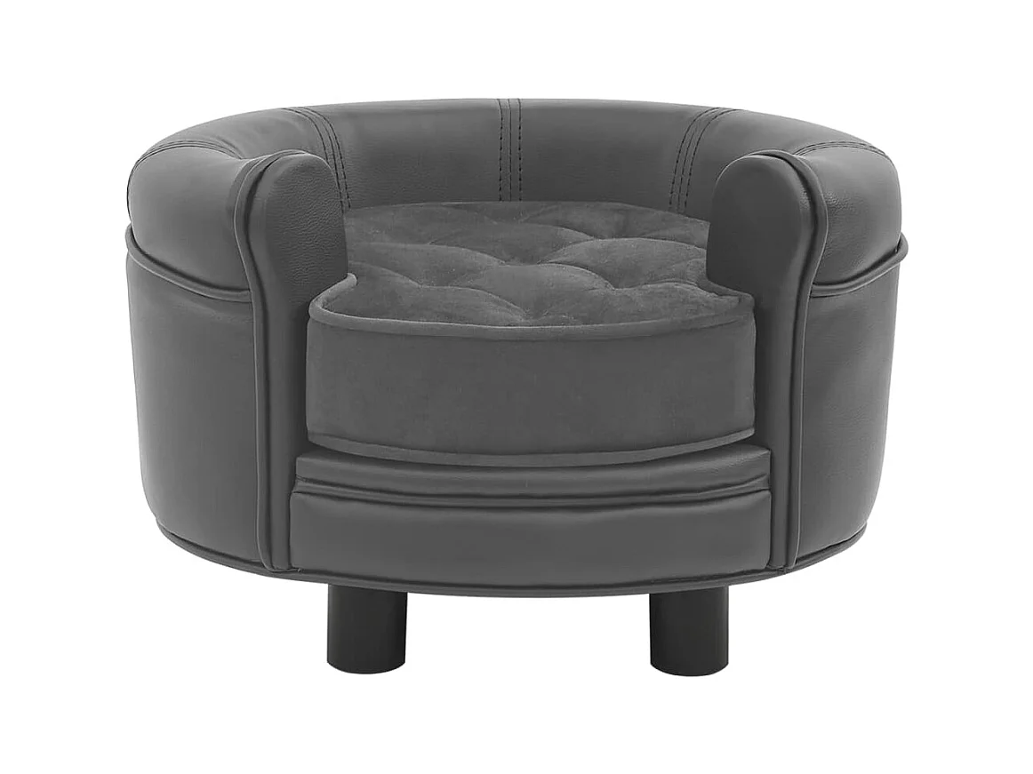 Almir  Canapé pour cen Gris 48x48x32 cm Peluche et similicuir