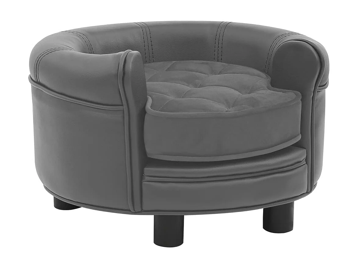 Almir  Canapé pour cen Gris 48x48x32 cm Peluche et similicuir