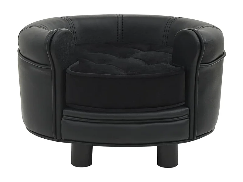 Almir  Hondenbank 48x48x32 cm pluche en kunstleer zwart