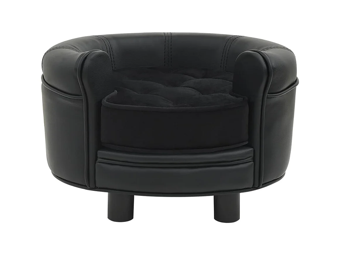 Almir  Canapé pour cen Noir 48x48x32 cm Peluche et similicuir