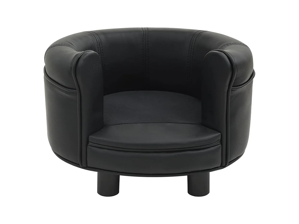 Almir  Canapé pour cen Noir 48x48x32 cm Peluche et similicuir