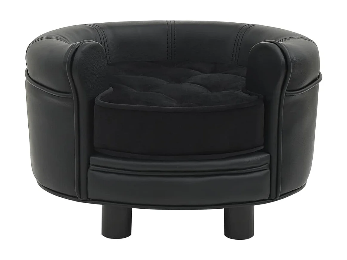 Almir  Canapé pour cen Noir 48x48x32 cm Peluche et similicuir