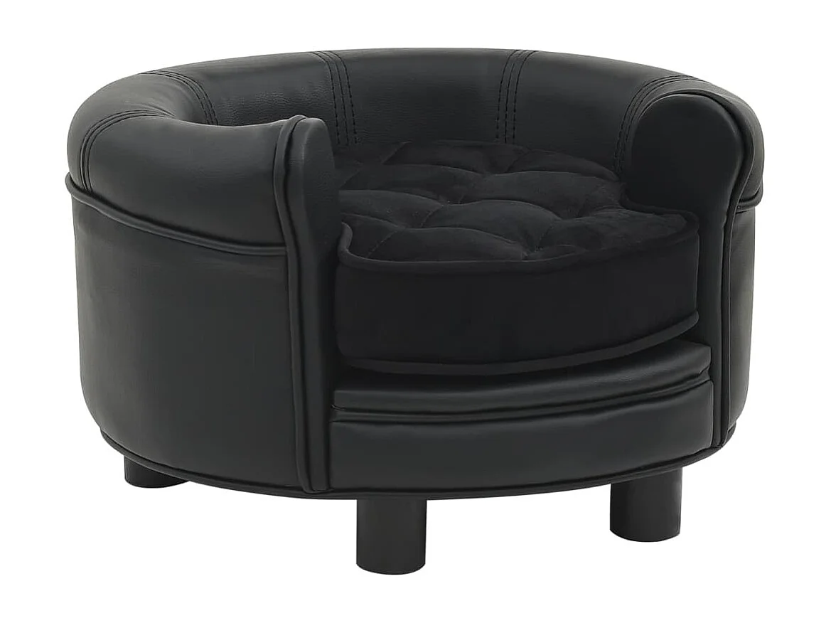 Almir  Canapé pour cen Noir 48x48x32 cm Peluche et similicuir