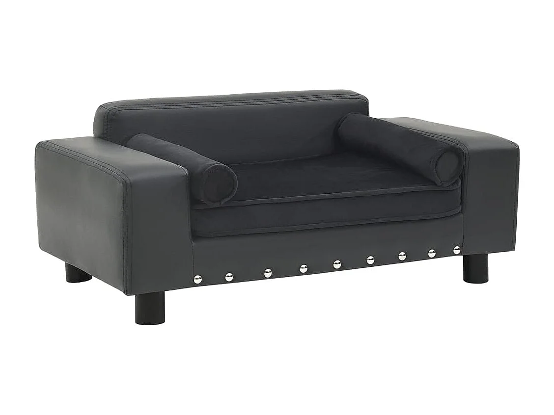 Abram  Canapé pour cen Gris foncé 81x43x31 cm Peluche et similicuir