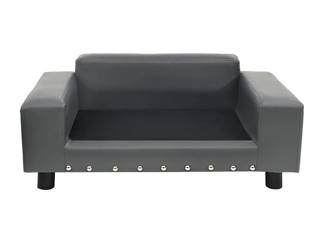 Abram  Canapé pour cen Gris 81x43x31 cm Peluche et similicuir