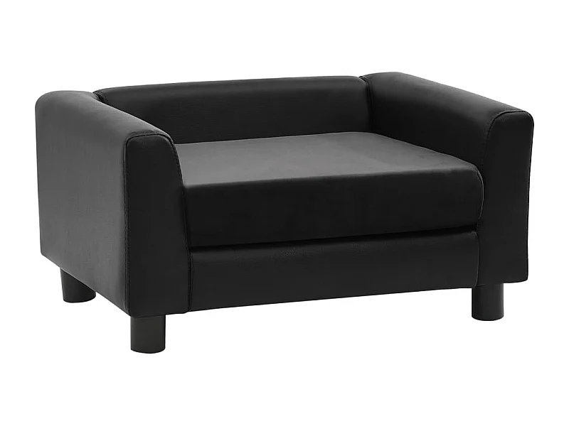 Jacques-Henri-Paul  Hondenbank 60x43x30 cm pluche en kunstleer zwart