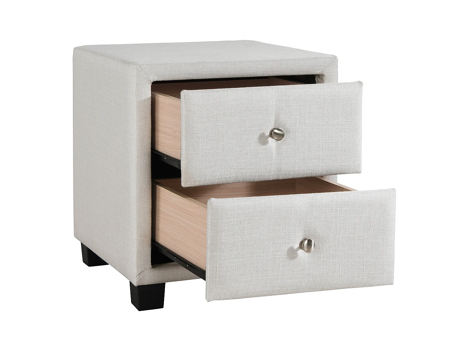 Sæt med 2 sengeborde med 2 skuffer - Stof - Elfenben - PICHONIA