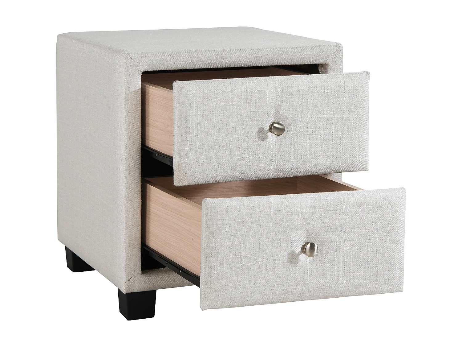 Lot de 2 tables de chevet avec 2 tiroirs - Tissu - Ivoire - PICHONIA