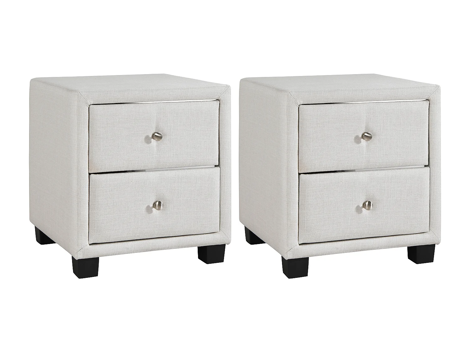 Lot de 2 tables de chevet avec 2 tiroirs - Tissu - Ivoire - PICHONIA