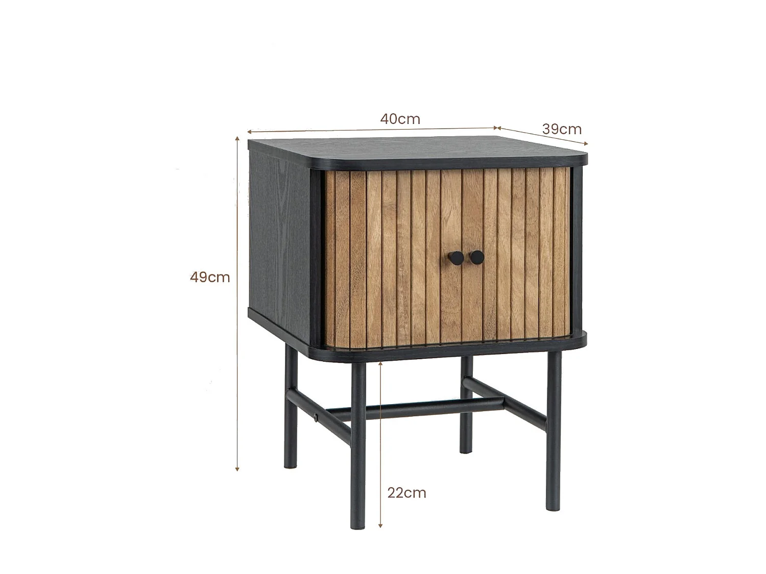 Set di 2 comodini con ante scorrevoli Comodino con vano portaoggetti Tavolino Consolle da letto Nero