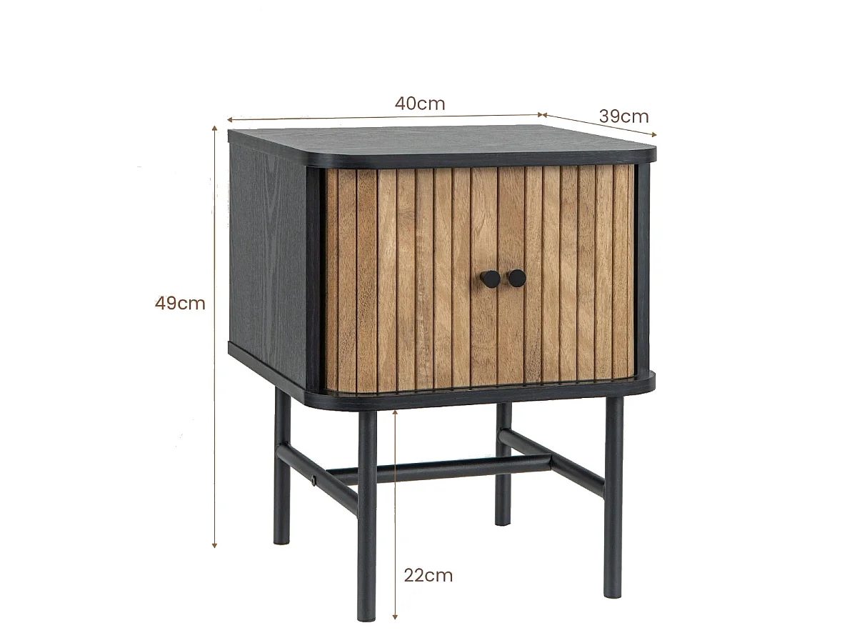 Set di 2 comodini con ante scorrevoli Comodino con vano portaoggetti Tavolino Consolle da letto Nero