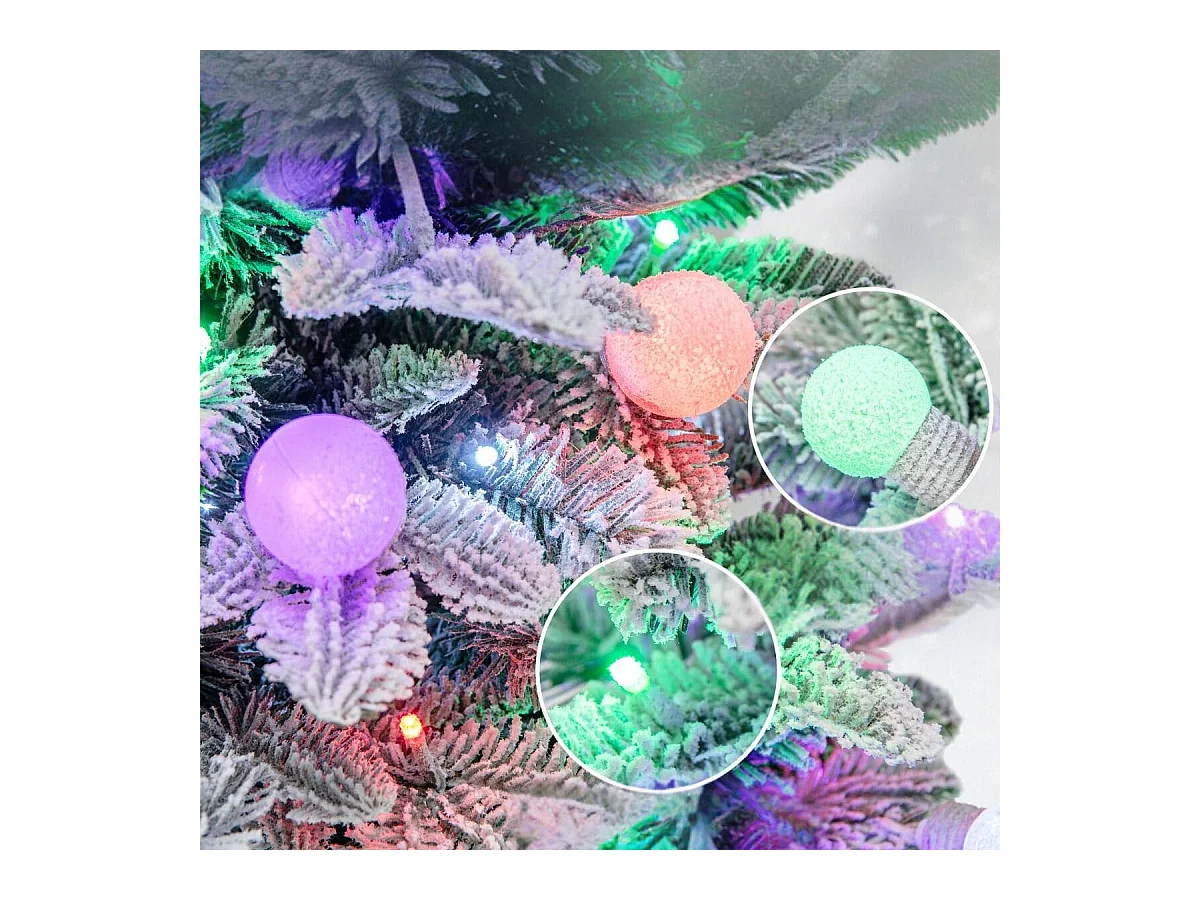 100cm Albero di Natale artificiale con 148 punte in PVC e PE 80 luci LED colorate, Albero di Natale in vaso per interni
