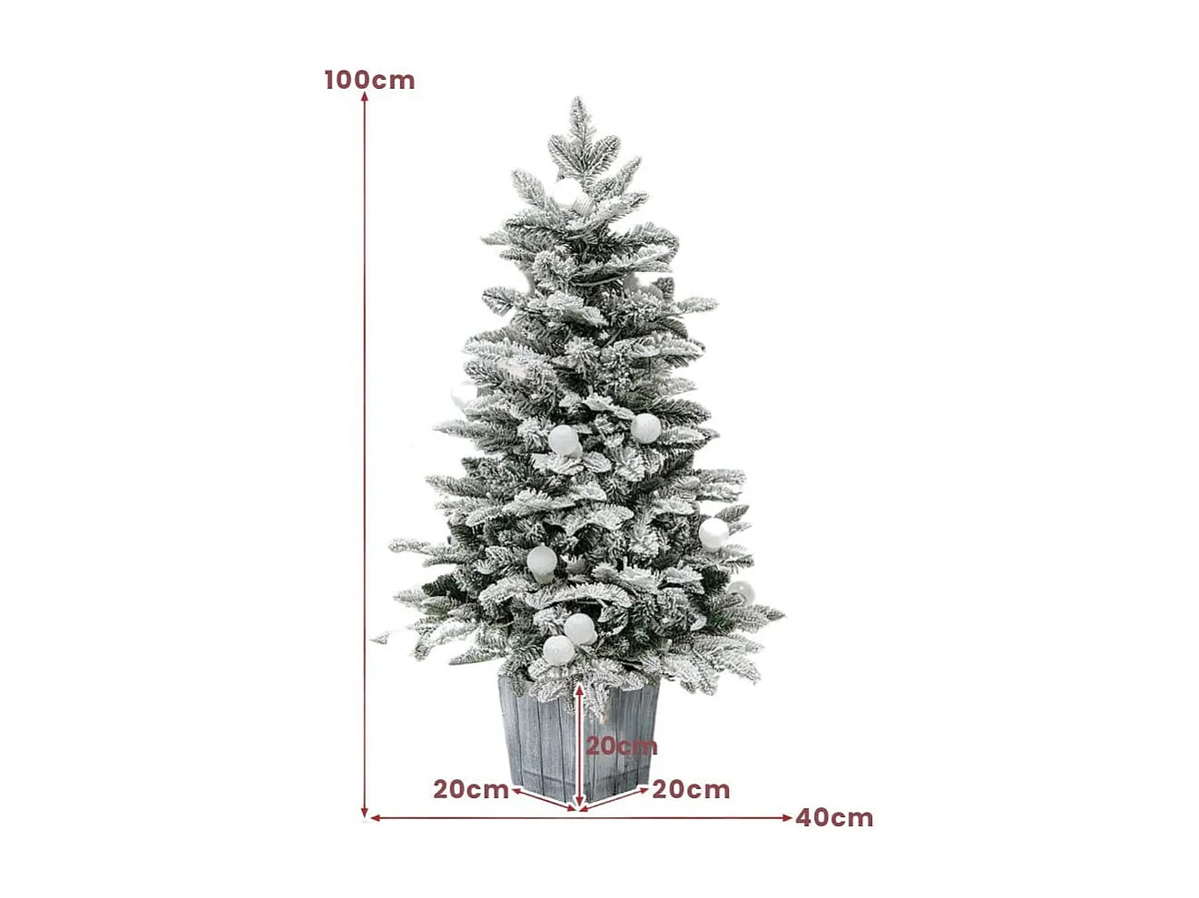 100cm Künstlicher Weihnachtsbaum beflockter Tannenbaum mit 80 mehrfarbigen LED-Lichtern