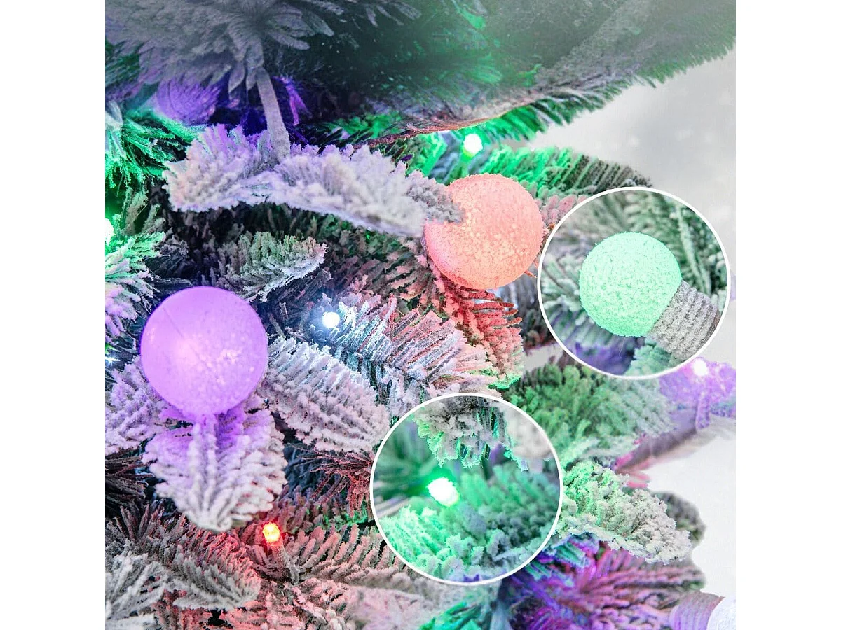 100cm Künstlicher Weihnachtsbaum beflockter Tannenbaum mit 80 mehrfarbigen LED-Lichtern