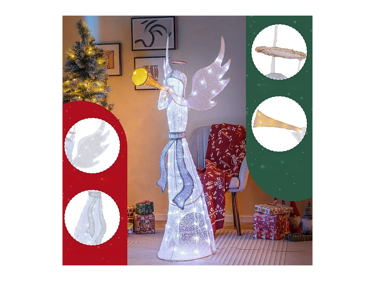 Weihnachtsengel beleuchtet groß Weihnachtsdeko mit 100 LED-Lichtern