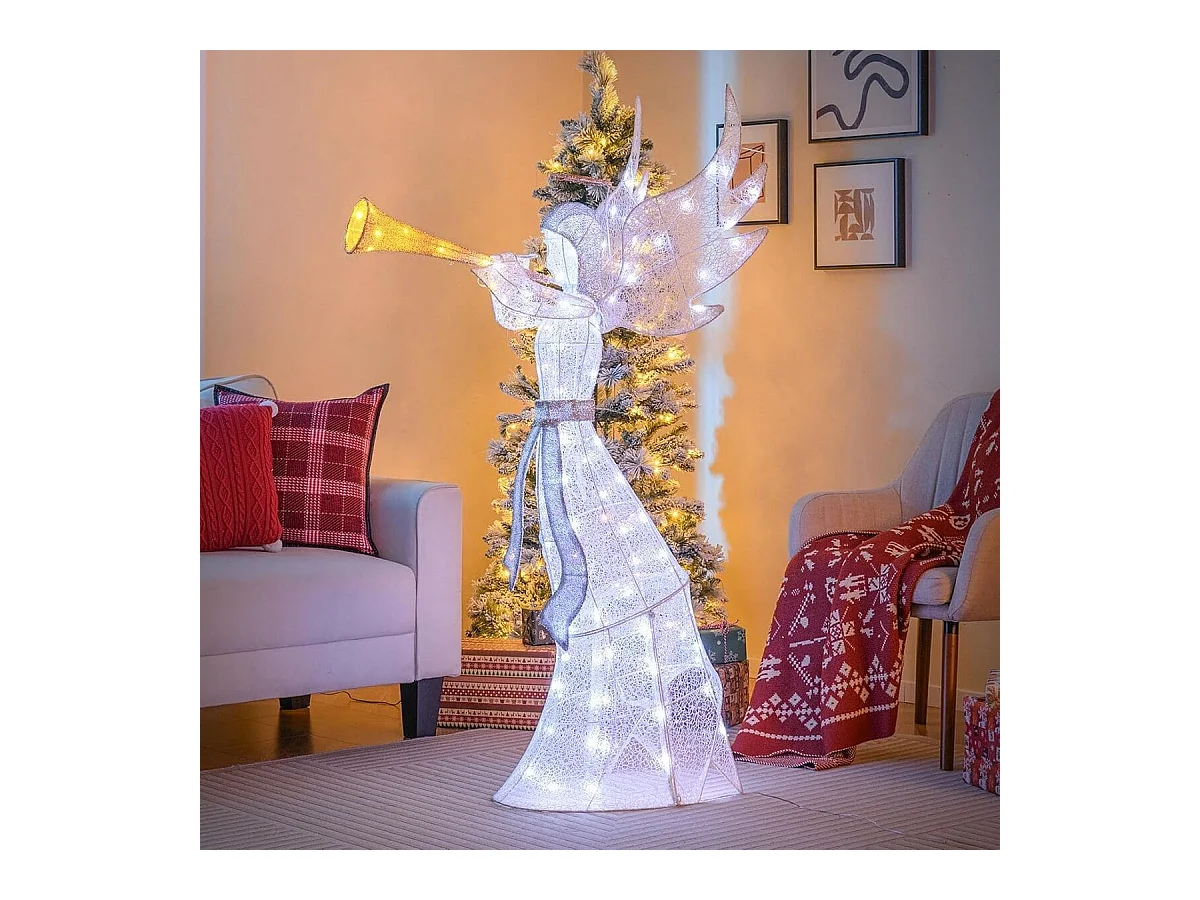 Weihnachtsengel beleuchtet groß Weihnachtsdeko mit 100 LED-Lichtern