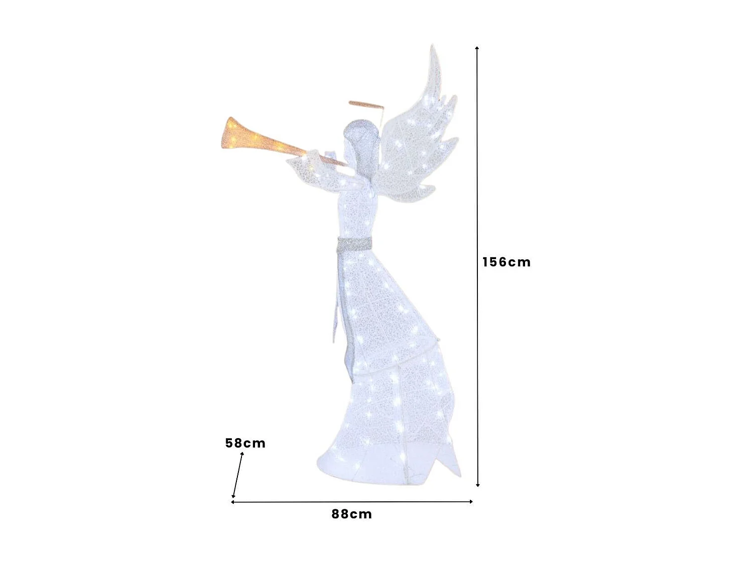 Ange de Noël Illuminé pour l'Intérieur et l'Extérieur avec 100 Lumières LED Ange de Noël Pré-éclairé Etanche IP44 Ange de Noël Lumineux