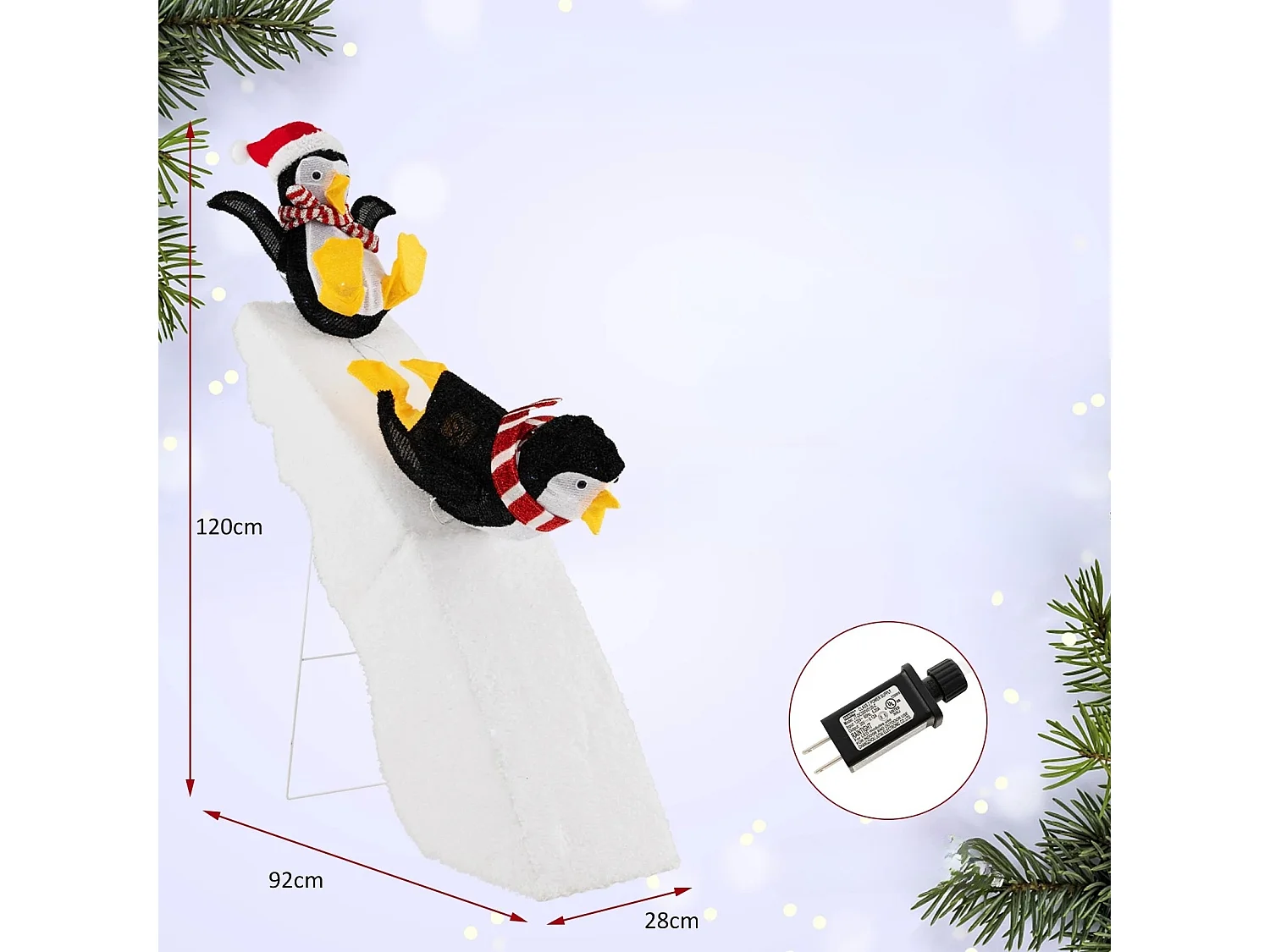 Pinguin-Dekoration beim Schlittschuhlaufen Beleuchtete Weihnachtsdekoration 120cm