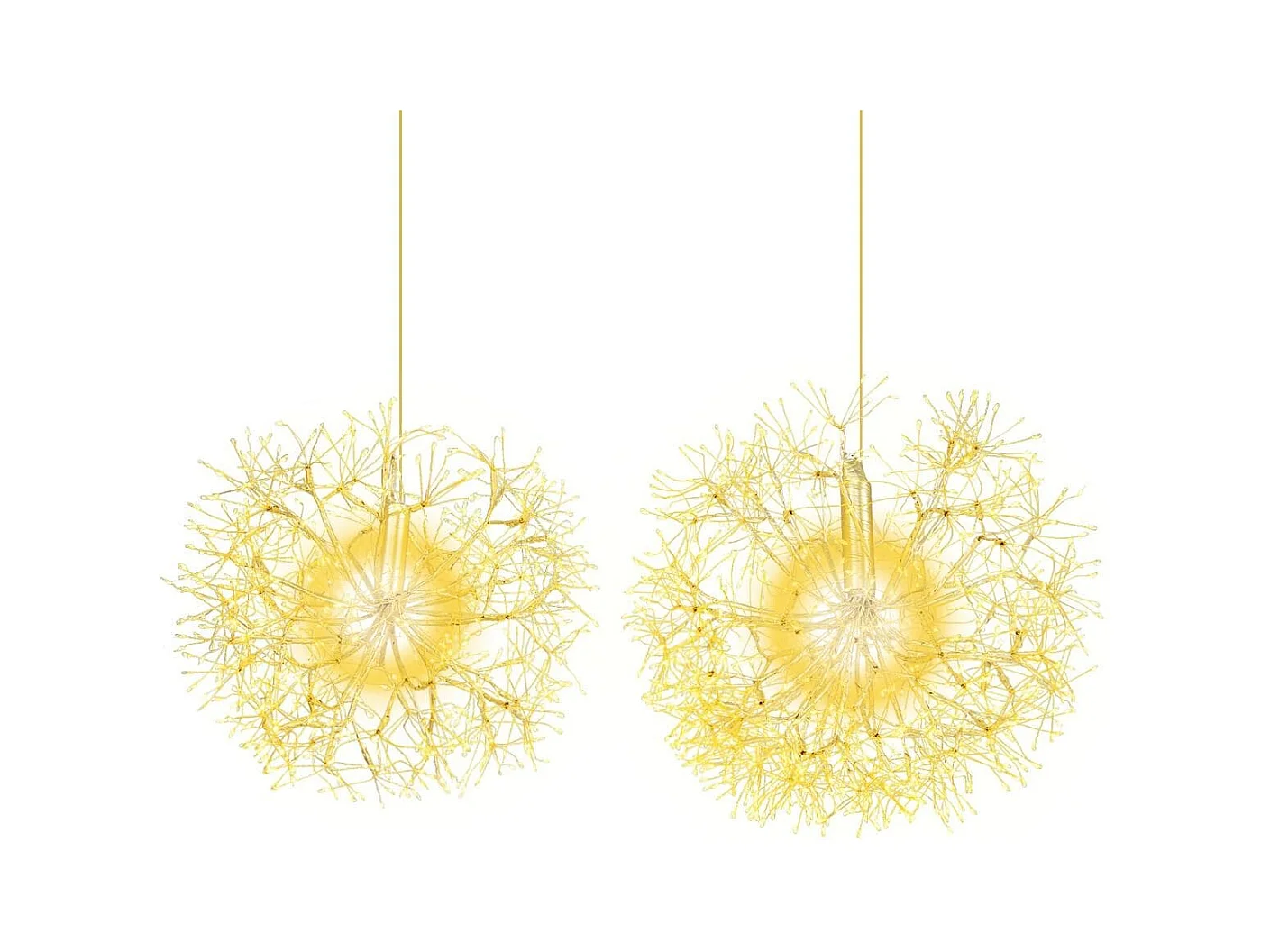 2 Pezzi di luce a dente di leone appesa da 54 e 44cm, Ornamenti illuminati di natale con 1488 LED bianchi caldi