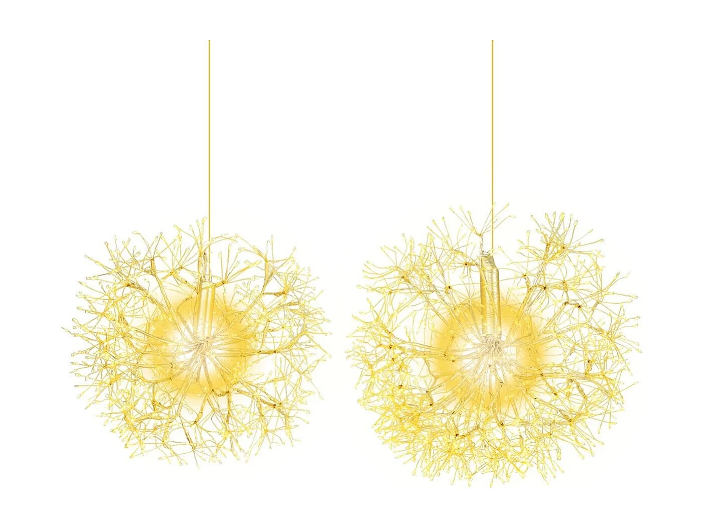 2 Lampes de Noël à Suspendre en Forme de Pissenlit 54 cm et 44 cm Décorations d'Extérieur Pré-éclairées 1488 LED Blanc Chaud Boule