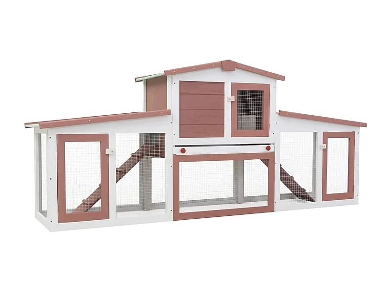 Ekim  Clapier large d'extérieur Marron et blanc 201x45x85 cm Bois