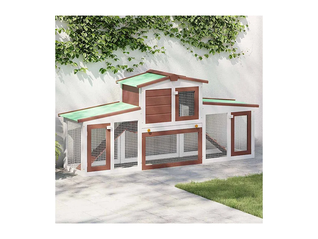 Ekim  Clapier large d'extérieur Marron et blanc 201x45x85 cm Bois