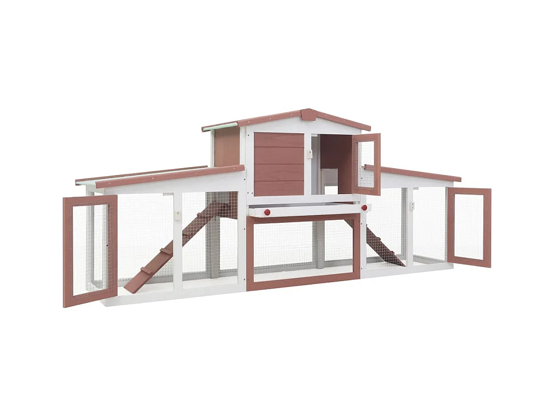 Ekim  Clapier large d'extérieur Marron et blanc 201x45x85 cm Bois