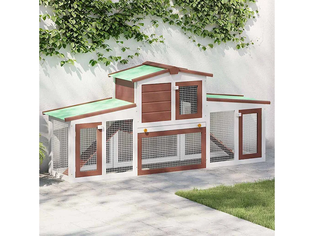 Ekim  Clapier large d'extérieur Marron et blanc 201x45x85 cm Bois