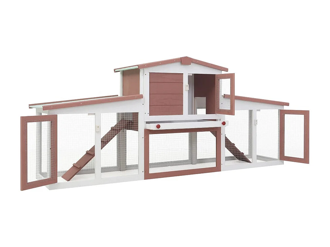 Ekim  Clapier large d'extérieur Marron et blanc 201x45x85 cm Bois