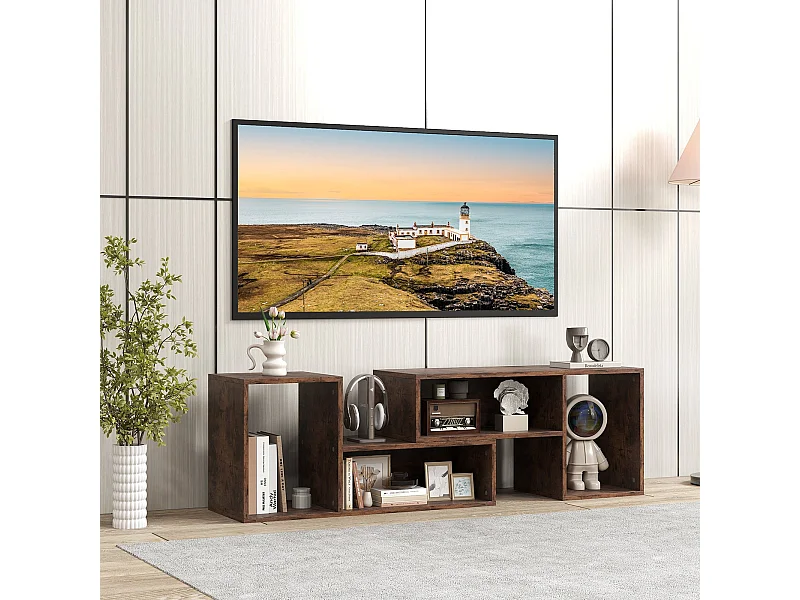 2 tlg. TV-Schrank Freie Kombination Fernsehtisch für Fernseher bis zu 60 Zoll Fernsehschrank Kaffee