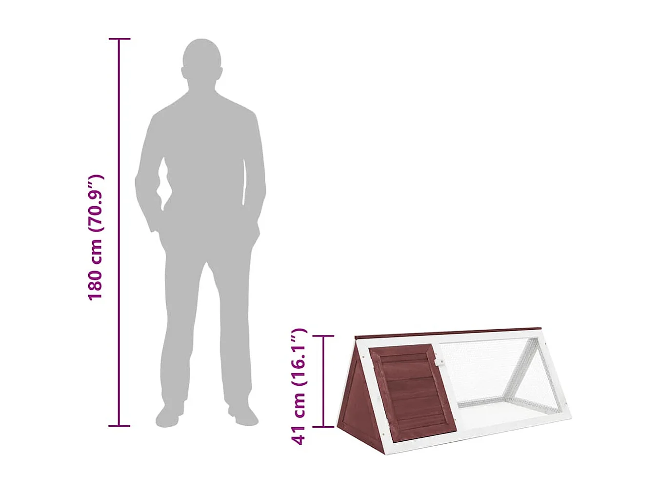 Hou  Conejera jaula de animales de madera marrón