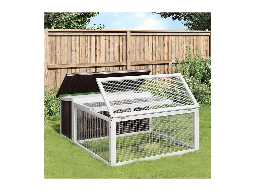 Cerys  Clapier gris 117,5x97x47,5 cm bois de pin massif