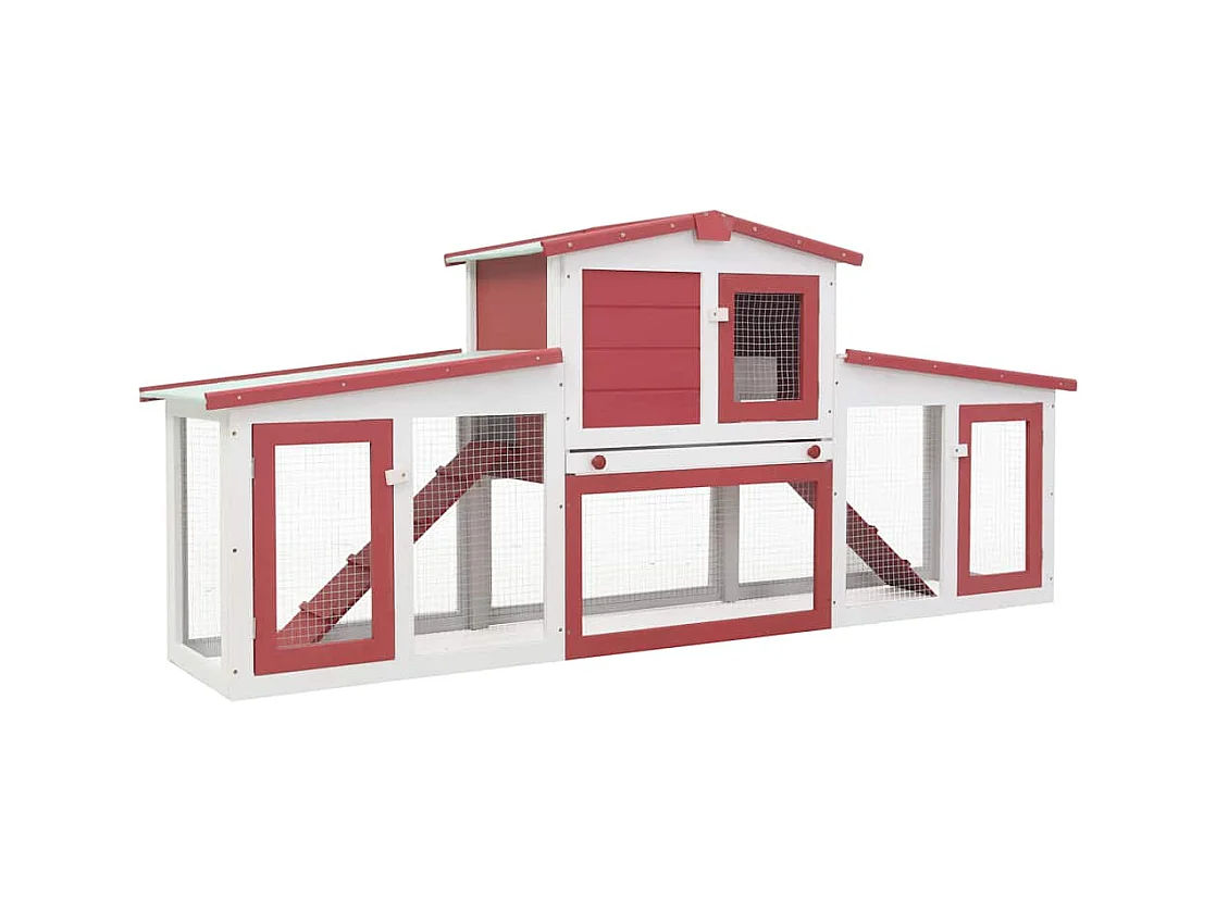 Ekim  Clapier large d'extérieur Rouge et blanc 201x45x85 cm Bois