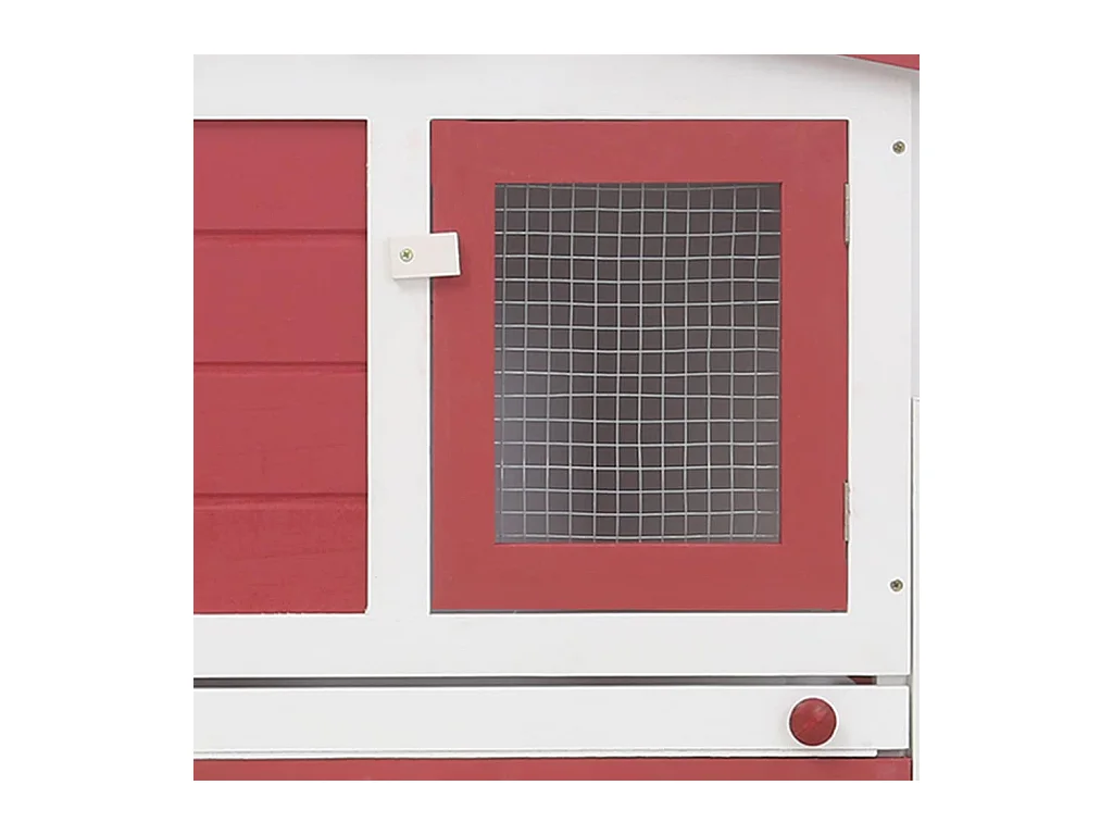 Ekim  Clapier large d'extérieur Rouge et blanc 201x45x85 cm Bois