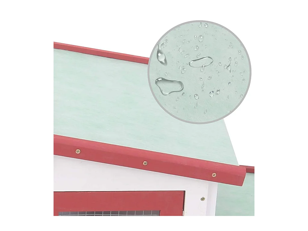 Ekim  Clapier large d'extérieur Rouge et blanc 201x45x85 cm Bois