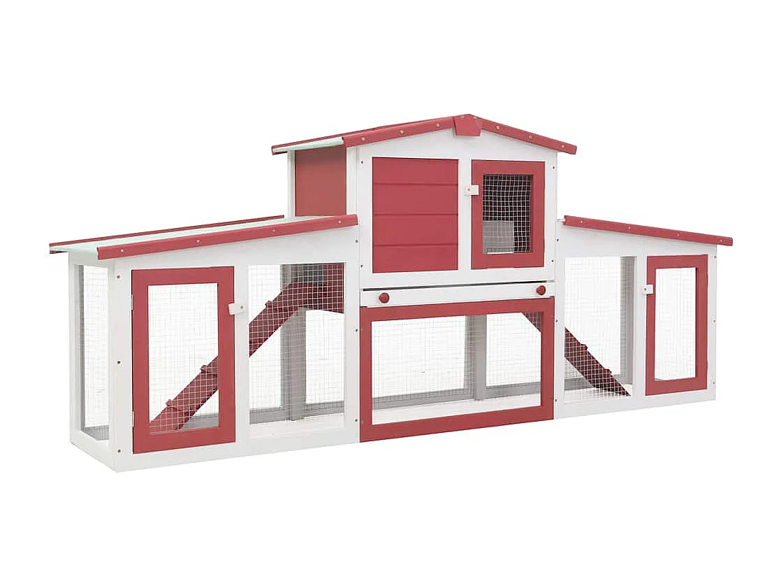 Ekim  Clapier large d'extérieur Rouge et blanc 201x45x85 cm Bois