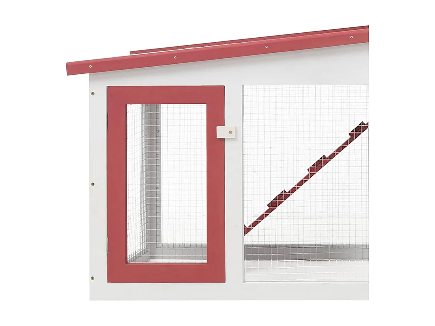 Ekim  Clapier large d'extérieur Rouge et blanc 201x45x85 cm Bois