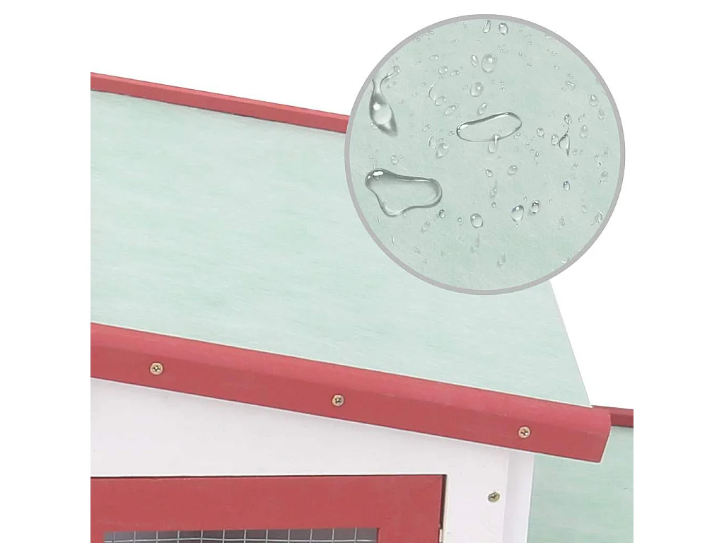 Ekim  Clapier large d'extérieur Rouge et blanc 201x45x85 cm Bois