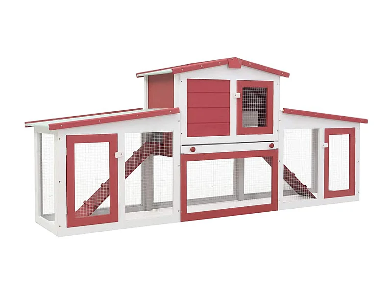 Ekim  Clapier large d'extérieur Rouge et blanc 201x45x85 cm Bois